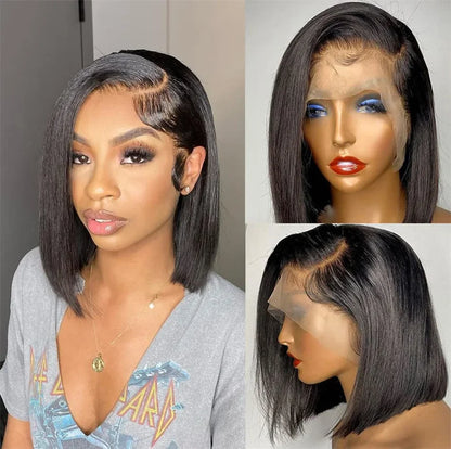 Image illustrating the pre-plucked bleached knots and baby hair feature of the 13x4 frontal wig, ensuring a flawless and realistic hairline for sophisticated styles.