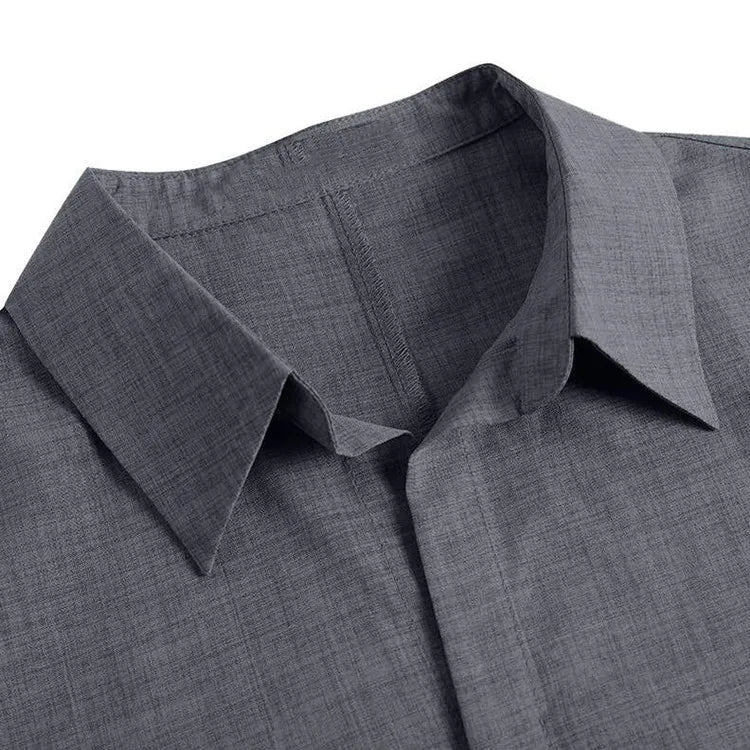 Stylish V-Neck detail of the Elegant Maxi Shirt Dress for Women, ideal for spring and summer occasions.