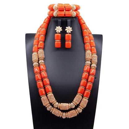 Luxury African beads statement necklace featuring artificial coral design, perfect for upscale fashion.