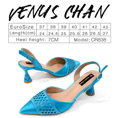 Close-up of the glamorous rhinestone embellishments on the wine colour heeled shoes, highlighting the exquisite craftsmanship and fashionable design for sophisticated women.