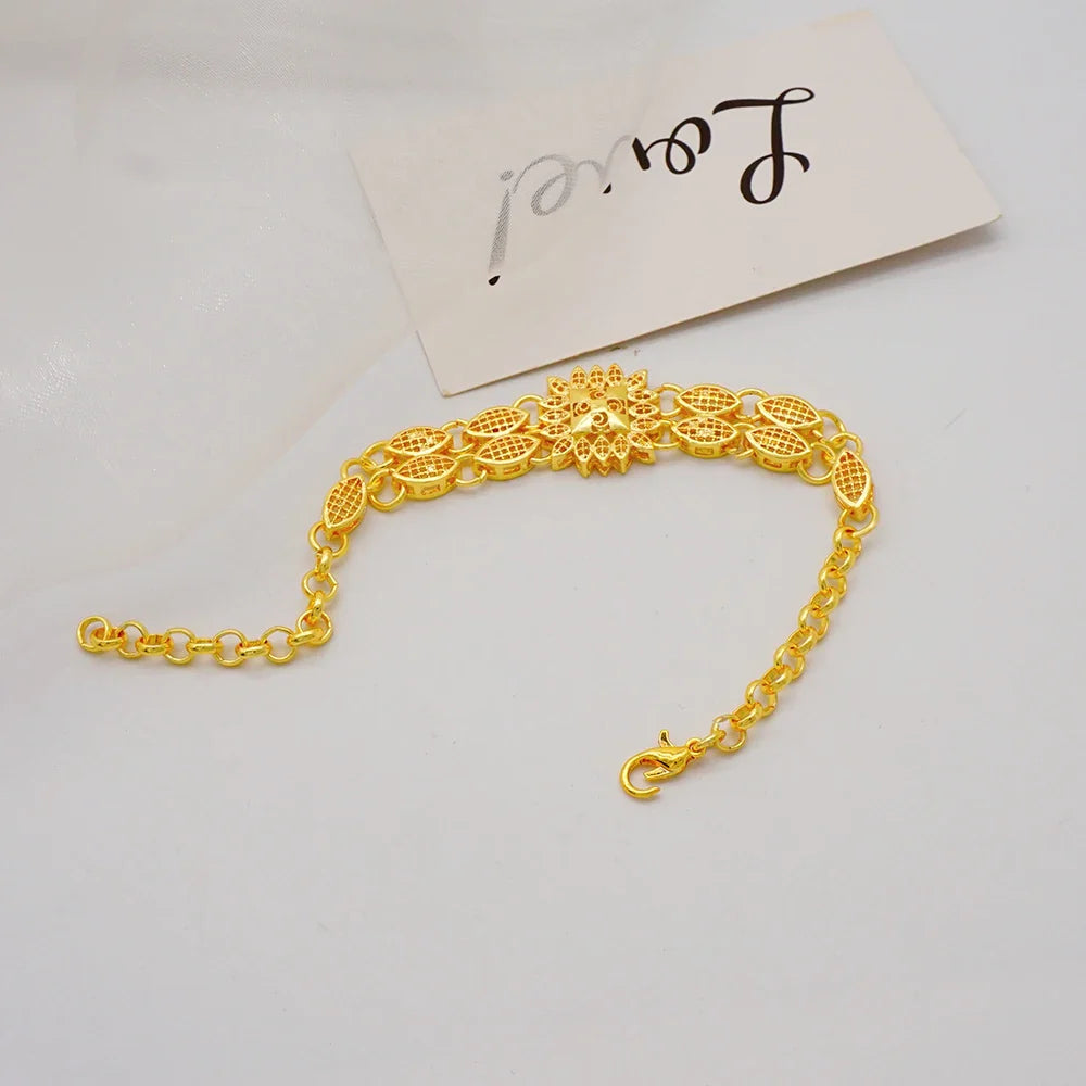 The exquisite gold colour earrings from the luxury Dubai jewelry set, designed for modern women seeking an elegant and fashionable look.