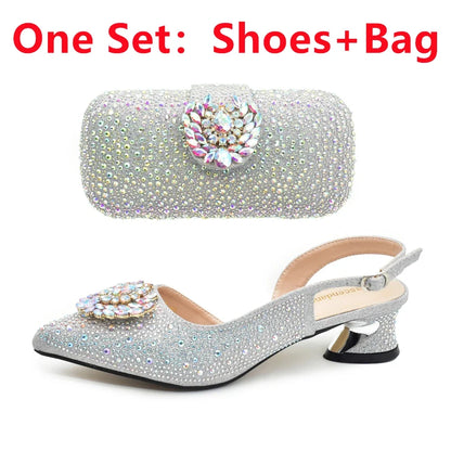 Matching handbag for Italian women's rhinestone pumps, crafted in fine materials with elegant design elements, perfect for formal occasions.