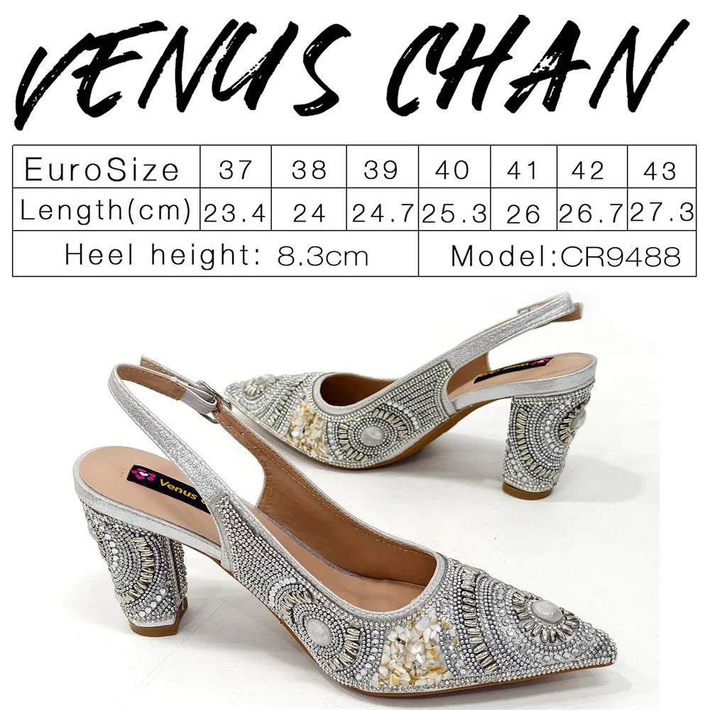 Stylish women's pointed toe pump and handbag set displayed elegantly on a marble surface, exuding luxury and perfect for special occasions.