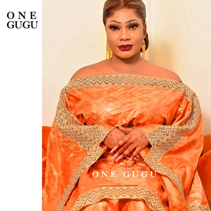 Elegant plus size royal blue African Bazin dress set for women, featuring intricate embroidery lace and stones, ideal for weddings and parties.