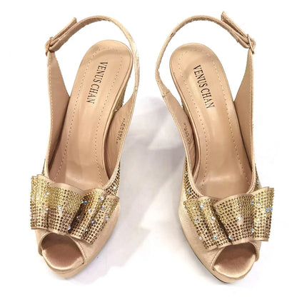 Elegant coffee slingback sandals featuring an 8cm heel, perfect for special occasions, emphasising comfort and sophistication for women's fashion.