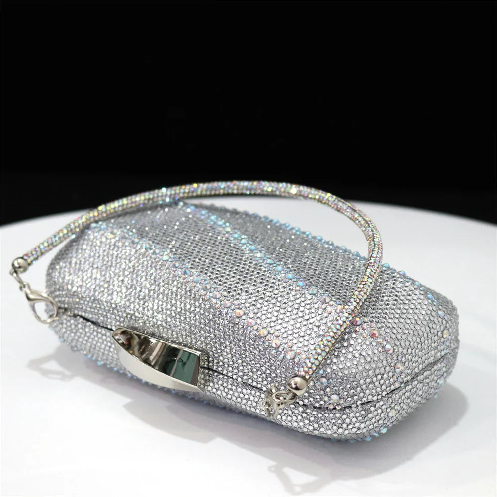 Fashionable women's rhinestone embellished black heels set against a chic background, embodying class and sophistication.