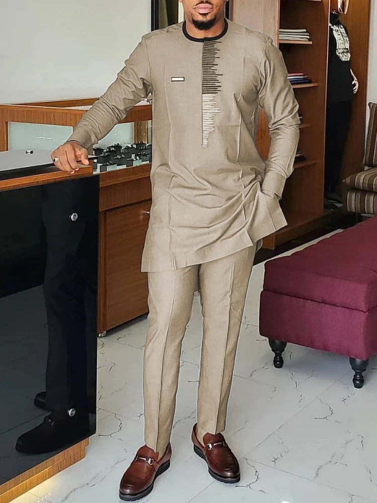 Detailed view of the geometric pattern on Men's Luxury Casual Suit, emphasizing the intricate design and high-fashion appeal.