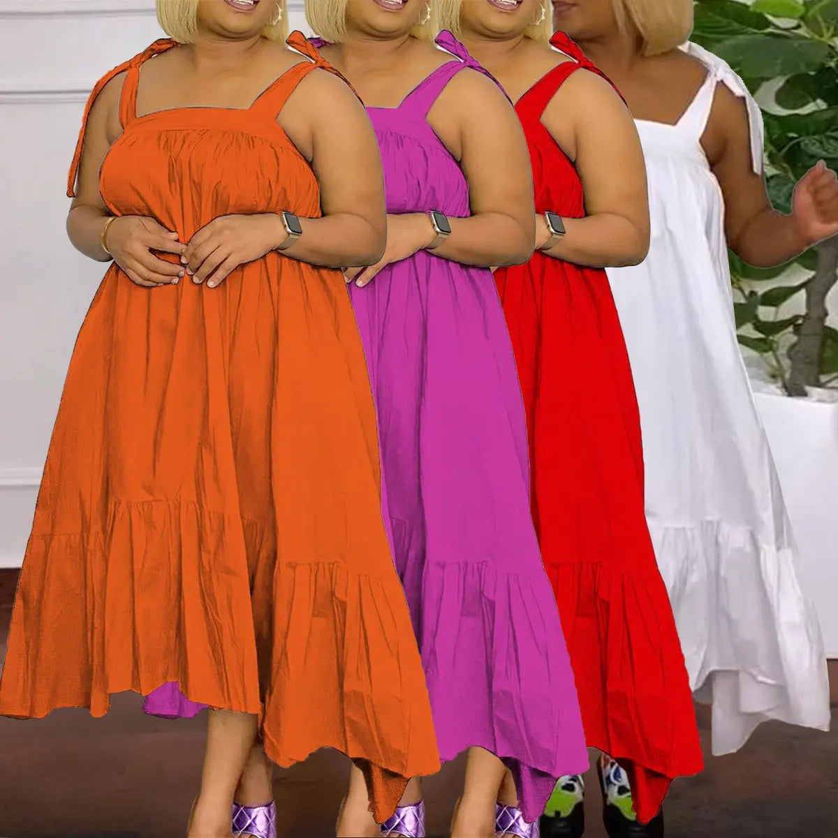 Sophisticated Wmstar Plus Size Maxi Dress in rich green, perfect for casual to formal gatherings, showcasing a straight silhouette and comfortable fit.