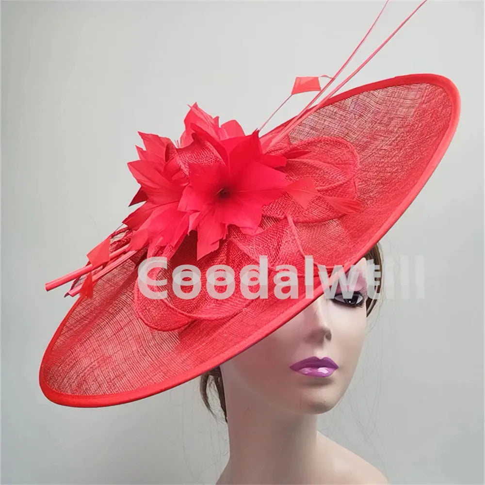 Beautifully crafted large feather hat for women, designed for parties and chic events, exuding elegance and style.