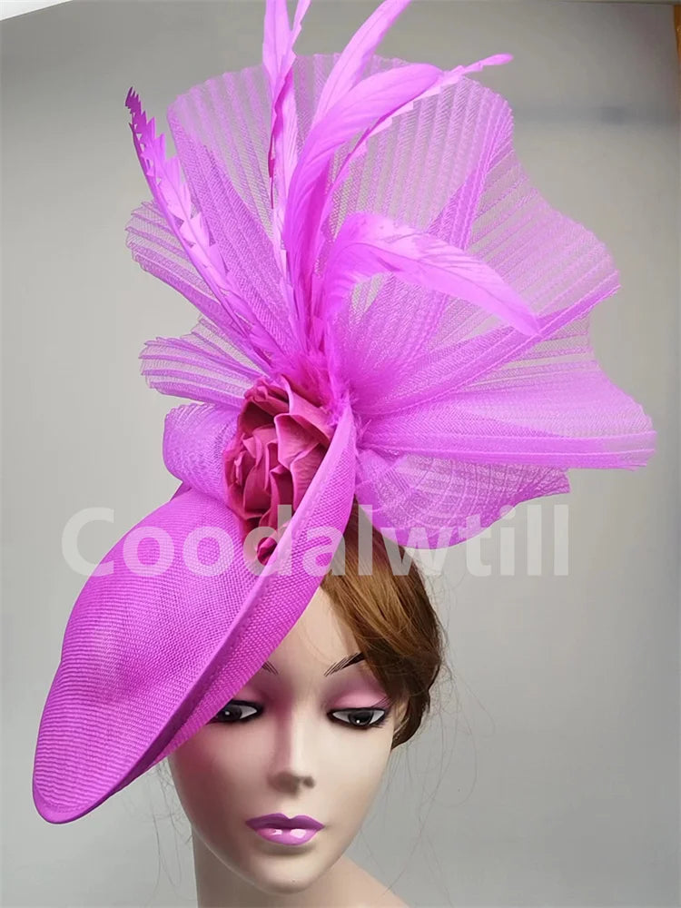 Luxury Women's Flower Fascinator Pillbox Cap for elegant weddings and Kentucky Derby events, featuring a stylish headband design.