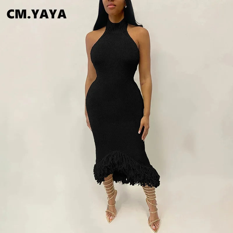 Chic and stylish women's slim fit evening gown by CM.YAYA, designed with off the shoulder sleeves and a flattering empire waistline.