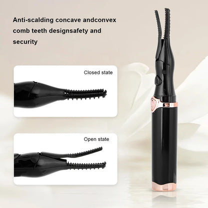 Stylish USB rechargeable eyelash curler with a modern design, ideal for beauty enthusiasts seeking convenience and elegance.