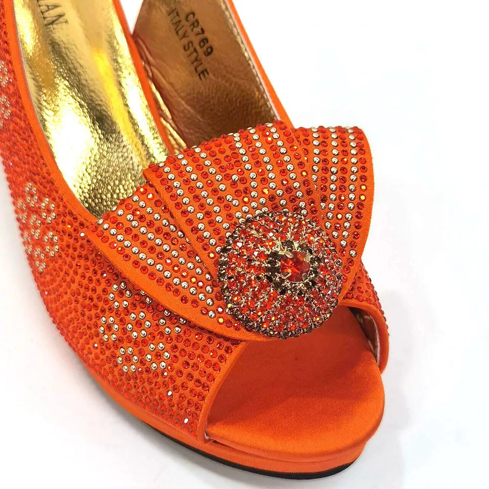 Elegant Venus Chan Women's Golden Wedding Shoes featuring full diamond bling, high spike heels for luxury occasions.