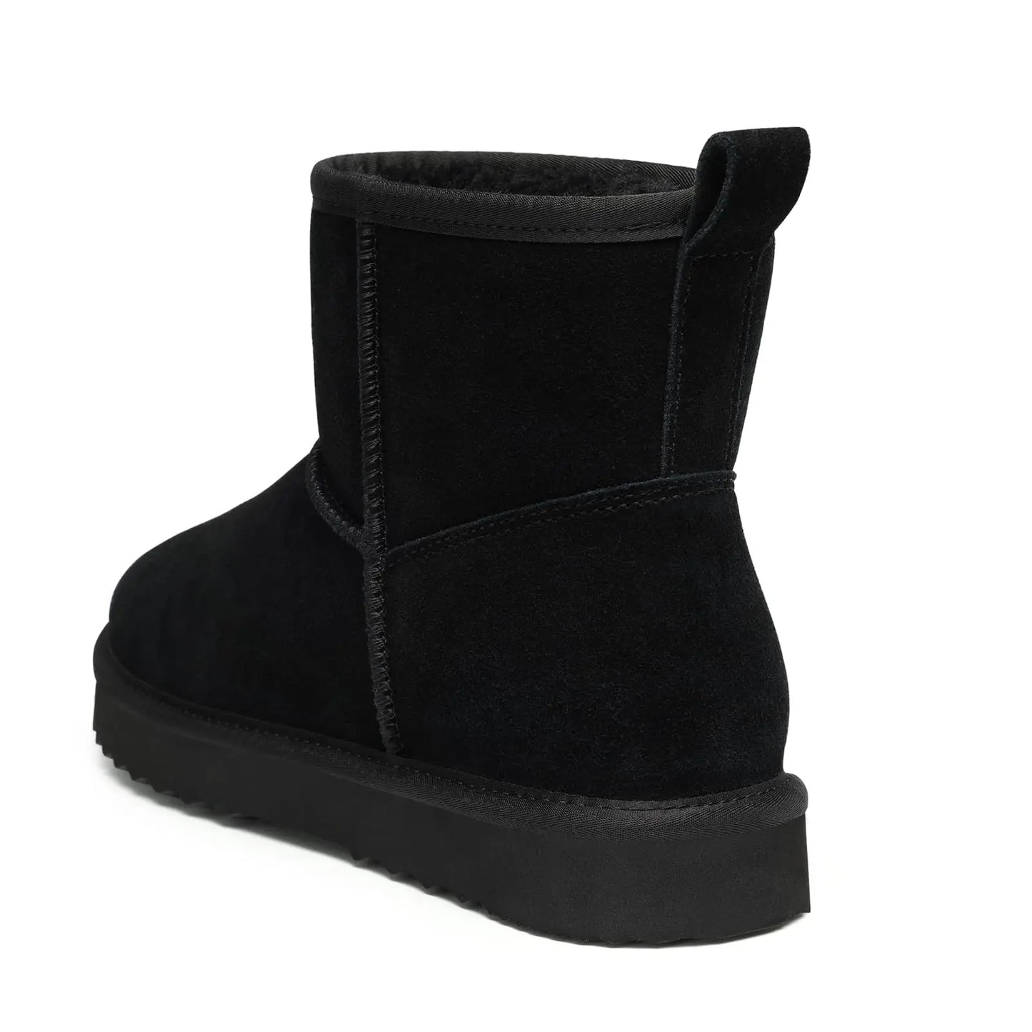 Elegantly designed women's plush suede ankle snow boots, perfect for winter with a luxurious slip-on design.