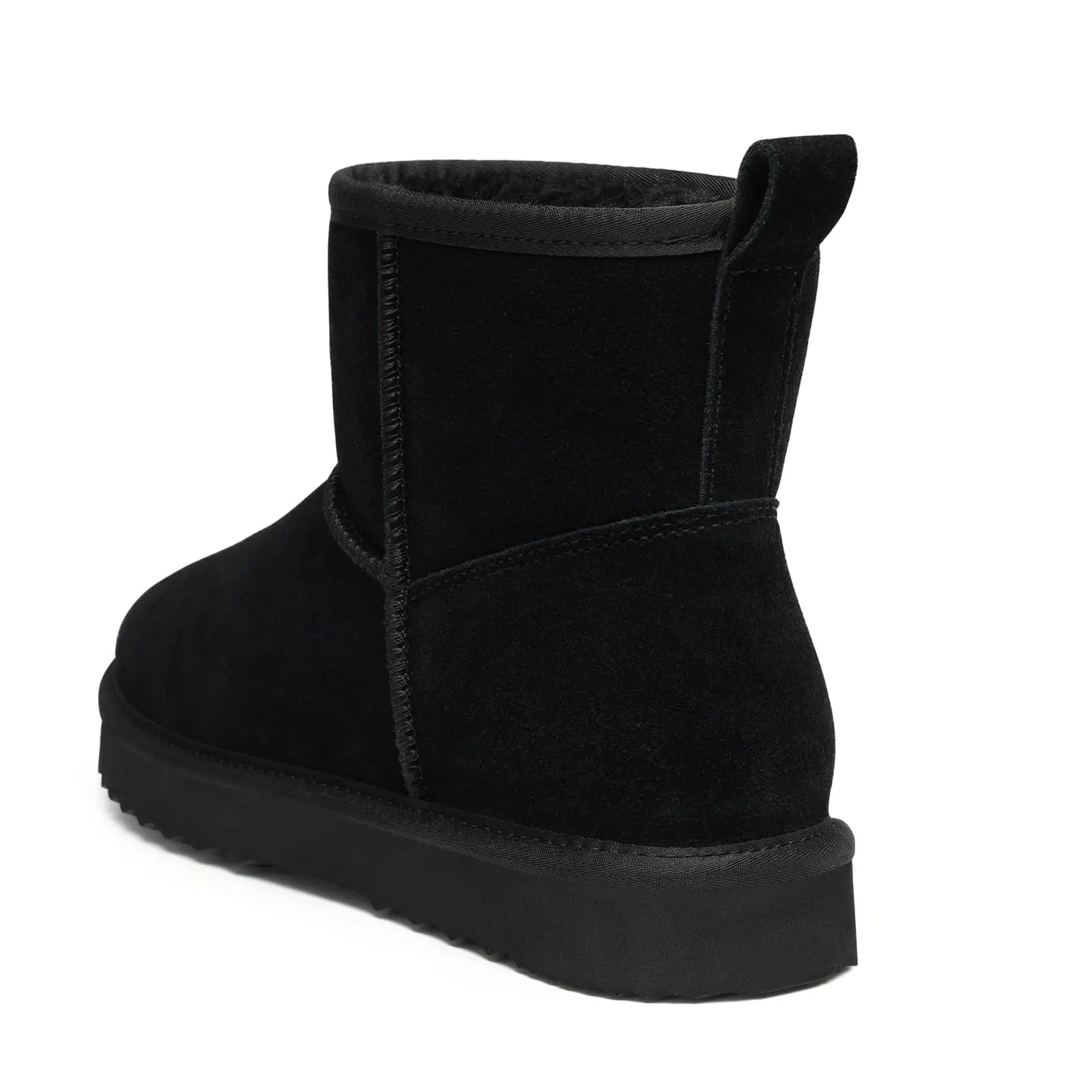 Elegantly designed women's plush suede ankle snow boots, perfect for winter with a luxurious slip-on design.