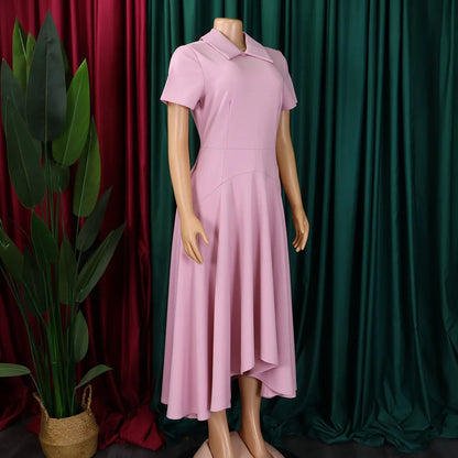 Irregular length Women's Pleated Church Dress featuring a charming Peter Pan collar by Hot Trends Area.