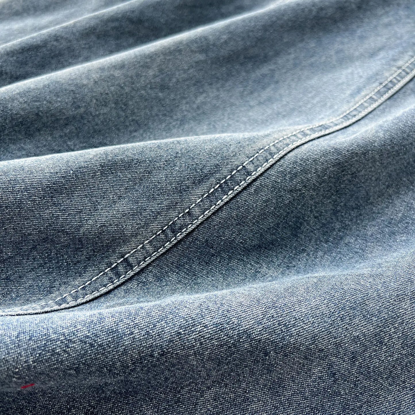 Elegant WTHT Women's Ruffled Edge Sleeveless Denim Long Dress featuring an O-Neck and graceful pleated mid-calf style, perfect for casual autumn occasions.