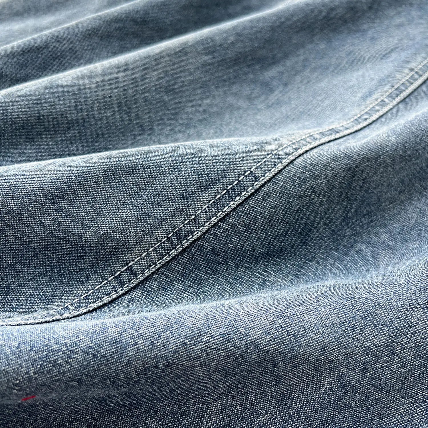 Elegant WTHT Women's Ruffled Edge Sleeveless Denim Long Dress featuring an O-Neck and graceful pleated mid-calf style, perfect for casual autumn occasions.