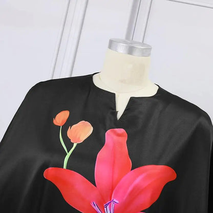 VONDA Bohemian Floral Midi Dress with an airy loose silhouette and vibrant floral print, perfect for beach outings or casual streetwear.