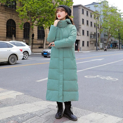 Sophisticated Women's Thick Cotton Long Hooded Parka Coat, created by Hot Trends Area, providing both functionality and elegance for winter fashion.