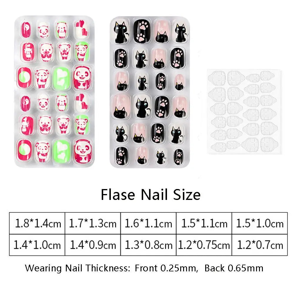 Bright and charming false nails with intricate candy flower patterns, designed for children, ideal for special occasions and gifts.