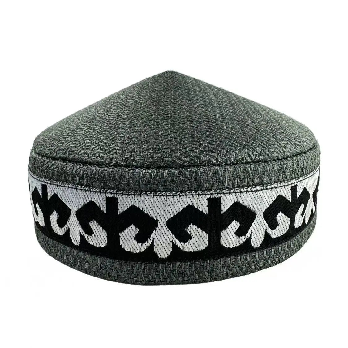 Handcrafted Kazakh kufi cap for men in rich green, showcasing exquisite embroidery, perfect for outdoor wear.