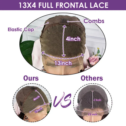 Detailed image of the Swiss lace material used in the Luxurious 13x4 Straight Short Bob Wig, highlighting its quality and perfect fit for a seamless natural look.