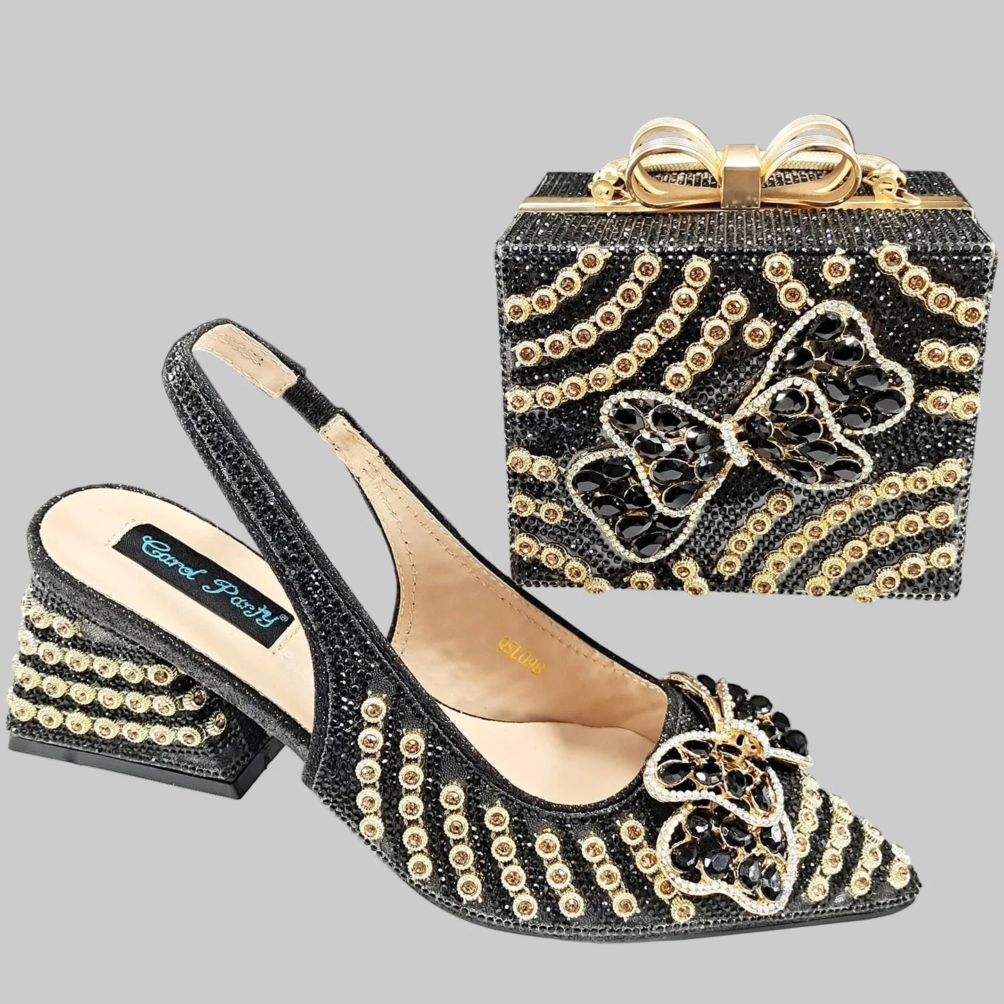 Sophisticated QSGFC high heel clutch pumps in sky blue, presented in an exquisite gift box, suitable for sizes 38 to 43, highlighting exquisite craftsmanship.