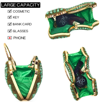 Venus Chan luxurious high heel gold shoes adorned with rhinestones, perfect for upscale parties and events.