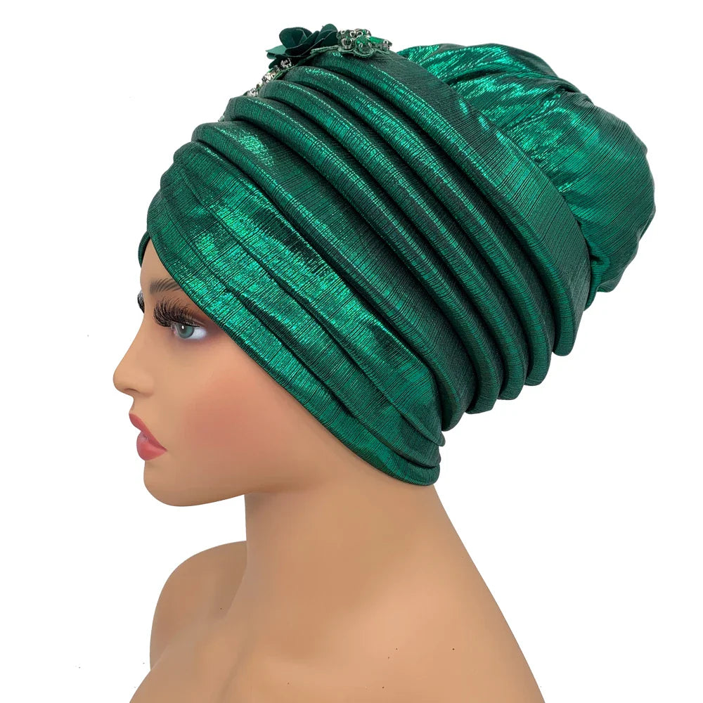 Stylish African auto gele headtie made from high-quality polyester, ideal for enhancing your glamorous look.