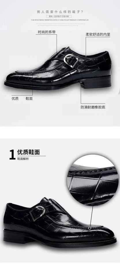 Stylish Brangdy Men's Oxford Shoes Displaying Pointed Toe Design and Premium PU Upper Material, Designed for Classy Events.