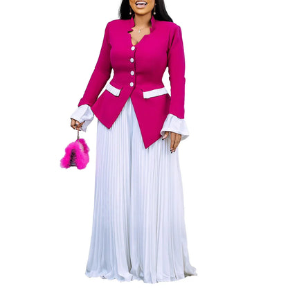 Close-up of the delicate flare sleeve detail on CM.YAYA women's blazer, showcasing the exquisite craftsmanship and premium materials.