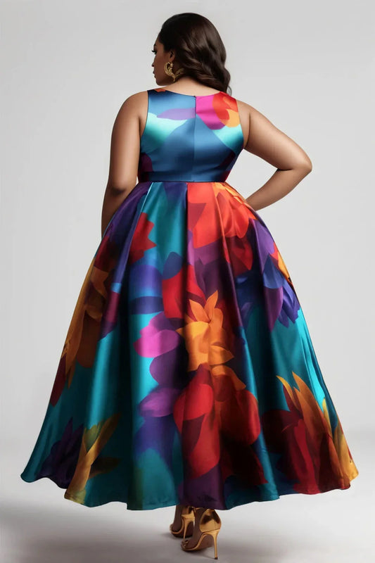 Beautifully designed ankle-length floral tank dress for women, featuring a regular fit and crafted from high-quality polyester, perfect for spring and summer occasions.