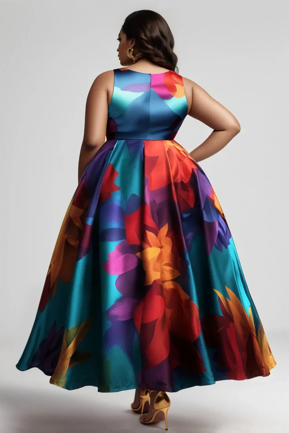 Beautifully designed ankle-length floral tank dress for women, featuring a regular fit and crafted from high-quality polyester, perfect for spring and summer occasions.