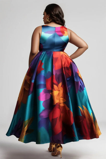 Beautifully designed ankle-length floral tank dress for women, featuring a regular fit and crafted from high-quality polyester, perfect for spring and summer occasions.