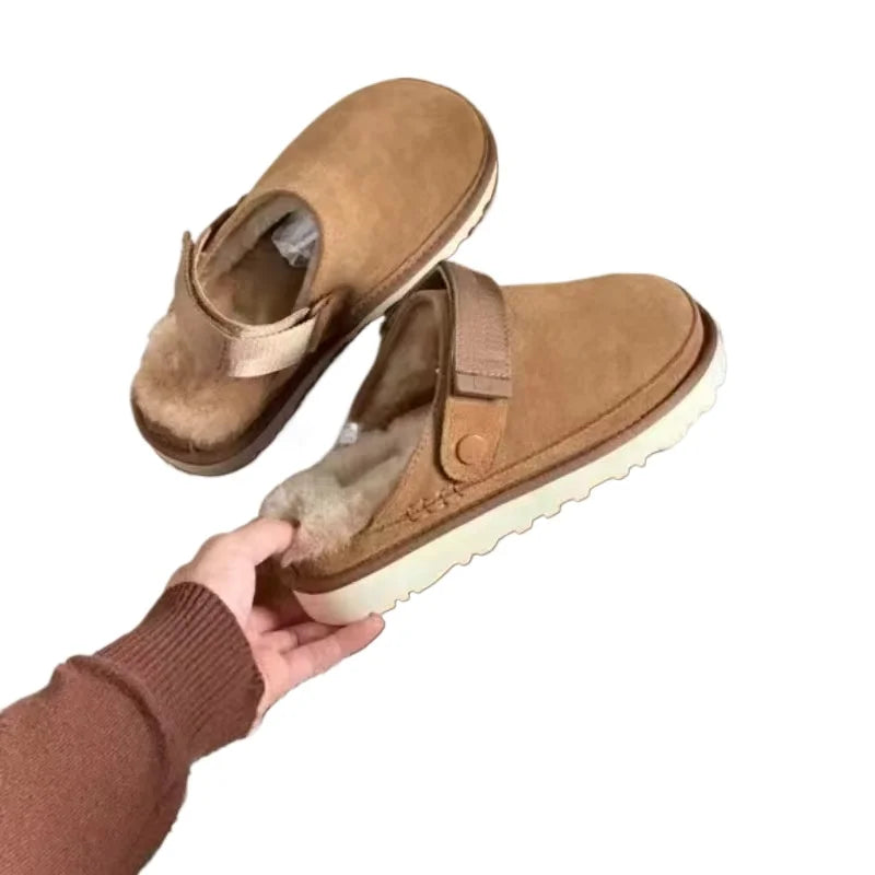 Fashionable women's half slippers with a height-increasing heel, displaying a modern round toe shape and available in extensive sizes from 34 to 48.