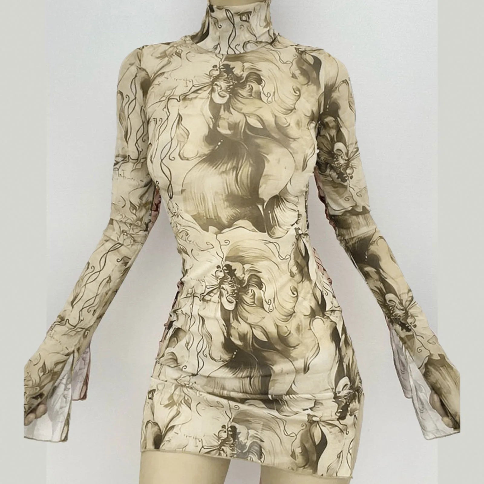 Close-up of the exquisite fabric texture of a plus size A-line dress with high stretch, showcasing its luxurious polyester material.