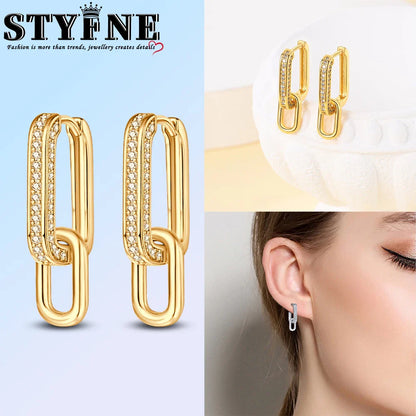 Stylish 925 sterling silver double square earrings featuring a modern geometric design, ideal for adding elegance to any outfit.