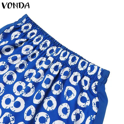 Sophisticated autumn/winter casual set by VONDA, featuring a loose fit long sleeve shirt and elastic waist pants, perfect for upscale leisure and office wear.