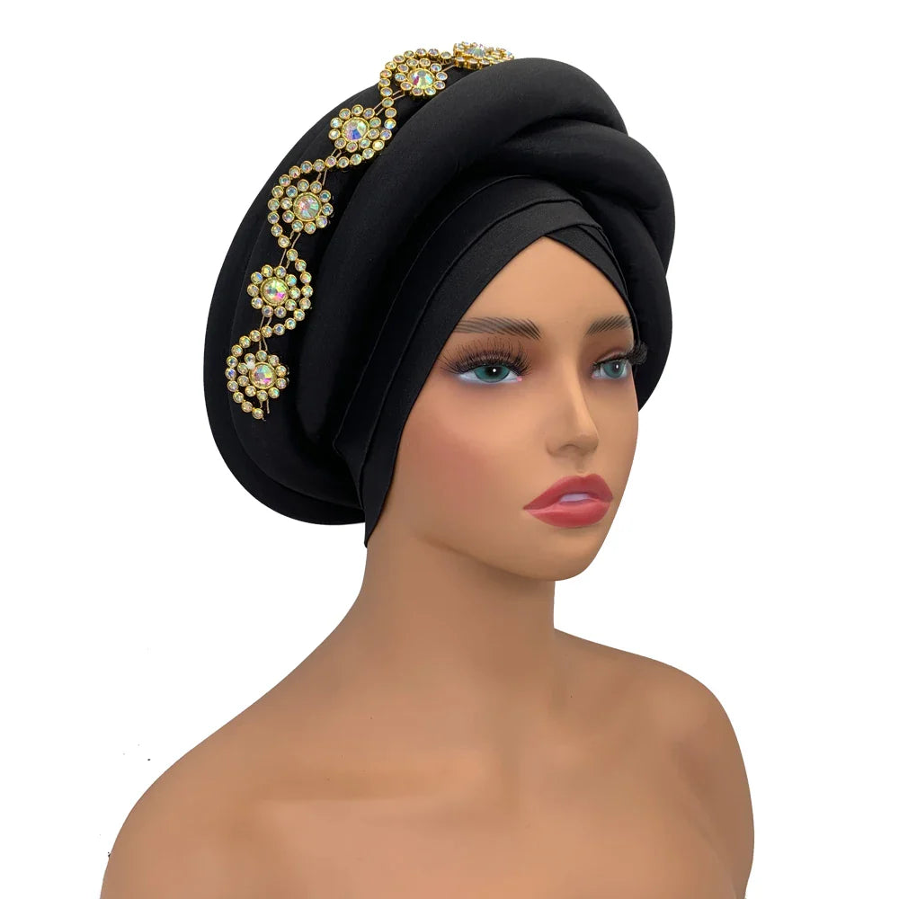 Elegant raw silk twisted braid turban cap for women, crafted by JJYANJIN, featured in luxurious broadcloth fabric for all season use.