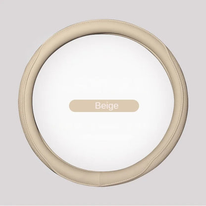 Sophisticated Napa leather perforated patchwork steering wheel cover, designed for a universal fit, merging style and functionality for an enhanced automotive aesthetic.