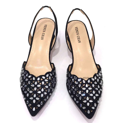 Luxury women's hollowed out rhinestone embroidery pumps in gold, showcasing intricate crystal detailing, ideal for elegant parties.