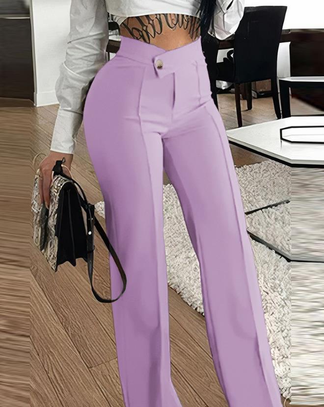 Luxurious women's casual sexy wide-leg pants with buttons, perfect for stylish office wear and elegant outings.