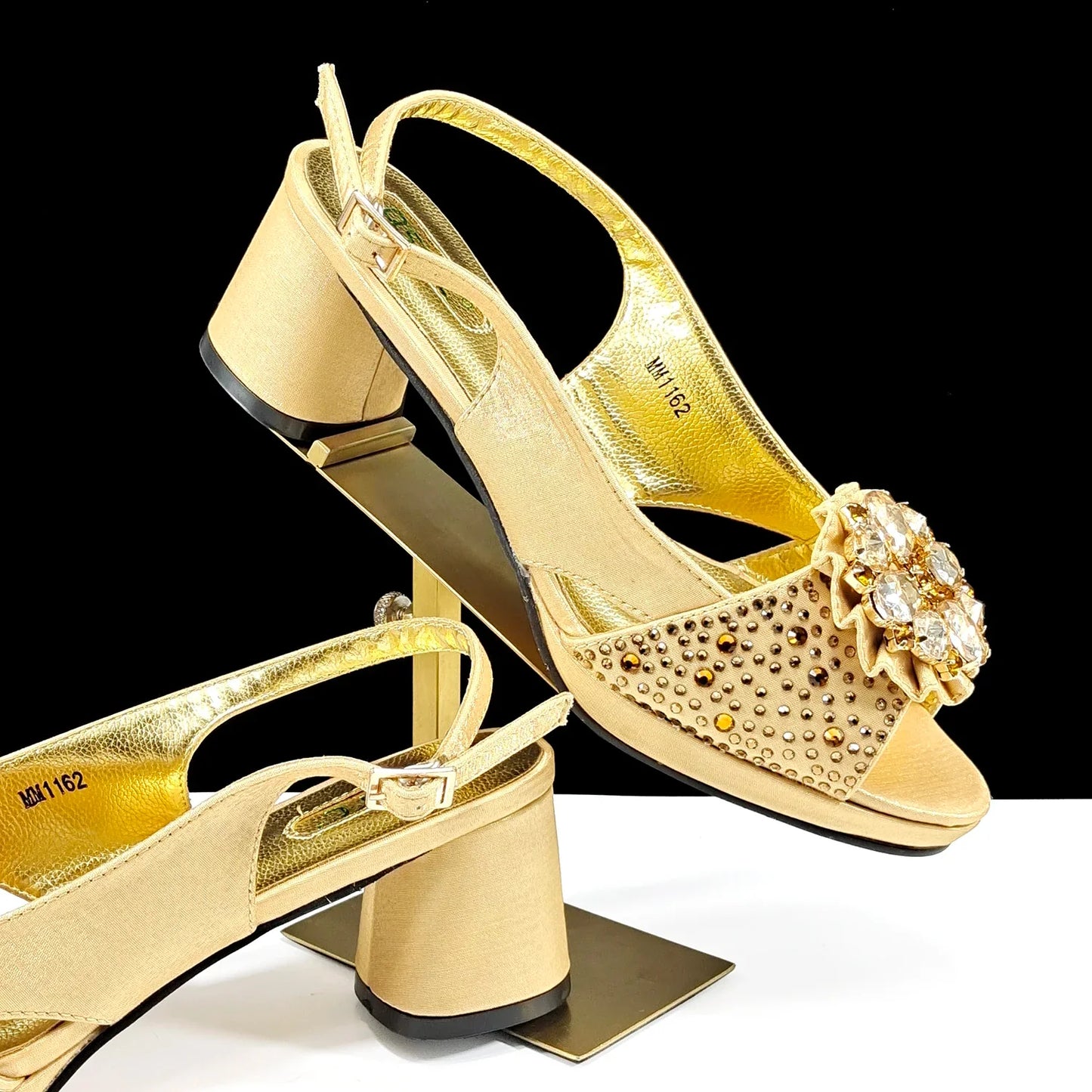 Stylish angelina olive open toe diamond pumps from QSGFC, featuring a chic peep toe design and buckle strap for comfort, presented by Hot Trends Area.