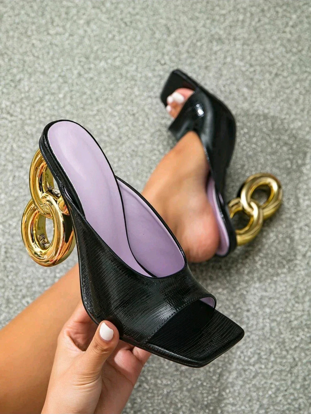 Luxurious XINGDIKU Women's Gladiator High Heel Sandals, showcasing a stylish metal shaped heel, perfect for elegant parties and weddings.