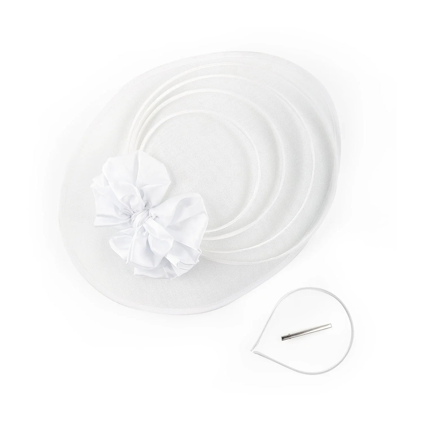 Stunning women's sinamay fascinator hat in a chic design, ideal for church events and formal occasions, showcasing a solid pattern.