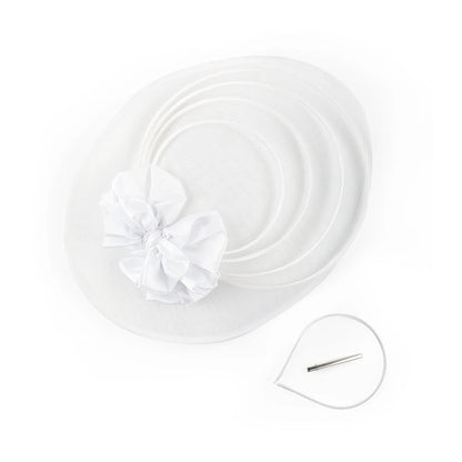 Stunning women's sinamay fascinator hat in a chic design, ideal for church events and formal occasions, showcasing a solid pattern.