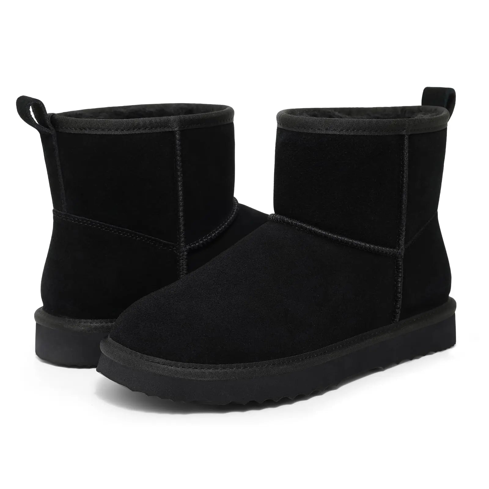 Elegant slip-on women's snow boots - Plush suede ankle boots designed for chic winter outings.