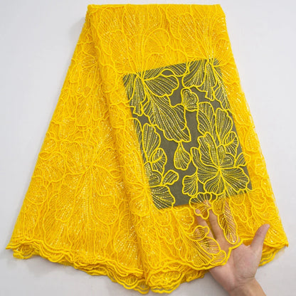 Stunning 51-52 inch width African lace fabric, showcasing a blend of nylon and polyester for a soft and elegant bridal look.