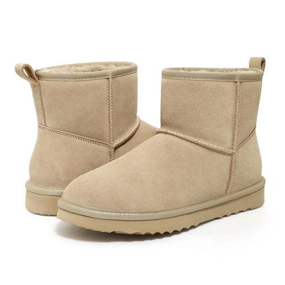 Luxurious winter footwear, women’s ankle snow boots featuring soft plush interiors for ultimate comfort.